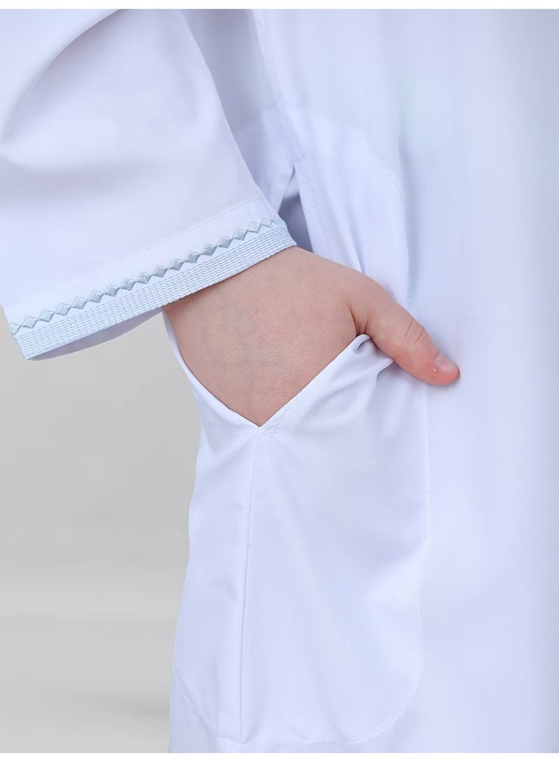 High-end solid color thobe for boys, Oman style - Image 5